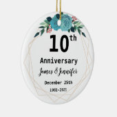 10de Jubileum van de Weddenschap Persoonlijke name Keramisch Ornament (Rechts)