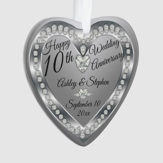 10de Jubileum van het huwelijk Silver Diamonds Fot Ornament (voorkant)