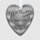 10de Jubileum van het huwelijk Silver Diamonds Kee Ornament (voorkant)