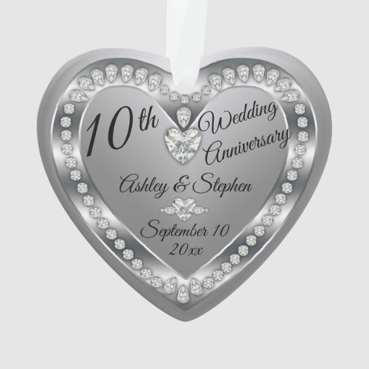 10de Jubileum van het huwelijk Silver Diamonds Kee Ornament (achterkant)