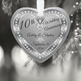 10de Jubileum van het huwelijk Silver Diamonds Kee Ornament