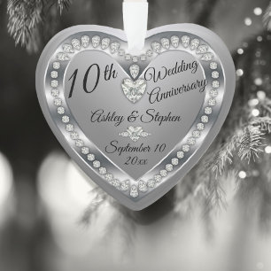 10de Jubileum van het huwelijk Silver Diamonds Kee Ornament
