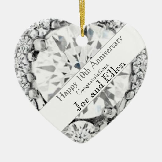 10de Jubileum van het Weddenschap, Tin Jubileum Keramisch Ornament (Voorkant)