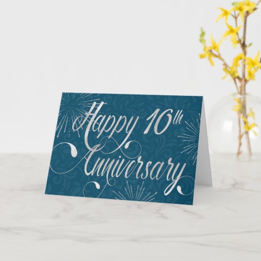 10de Jubileum - Zachte tekst - Blauw Kaart (Gele Bloem)