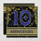 10de Jubileum zwart-wit en goud Kaart (Voorkant / Achterkant)