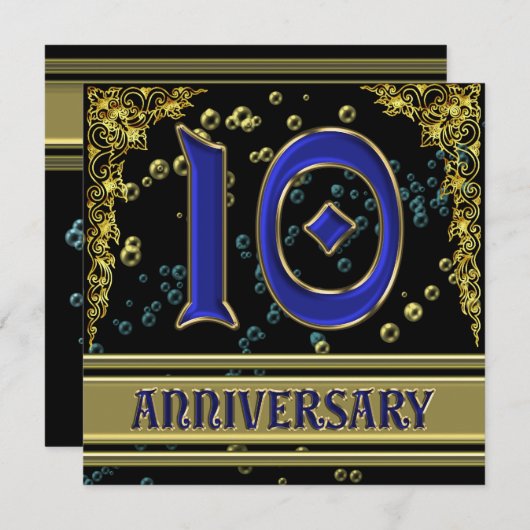 10de Jubileum zwart-wit en goud Kaart (Voorkant / Achterkant)