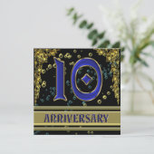 10de Jubileum zwart-wit en goud Kaart (Staand voorkant)