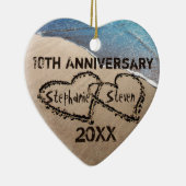 10de, Om het even welk Jubileum Twee Harten in Zan Keramisch Ornament (Rechts)