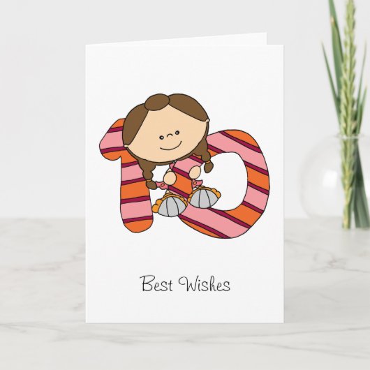 10de Verjaardag - de Kaart van Groeten - Meisje (Voorkant)