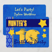 10de Verjaardags Modern Voor Hem Blauw en Goud W13 Kaart (Voorkant / Achterkant)