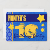 10de Verjaardags Modern Voor Hem Blauw en Goud W13 Kaart (Voorkant)