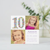 10e 10-jarige ballonnen van geboorte Foto I Kaart (Staand voorkant)