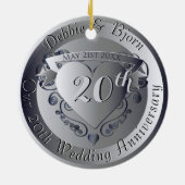 10e, 20e, 25e, 70e Jubileum van het huwelijk van M Keramisch Ornament (Achterkant)