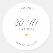 10e 20e 30e 40e 50e 60e 70e verjaardagsfeestje ronde sticker (Voorkant)