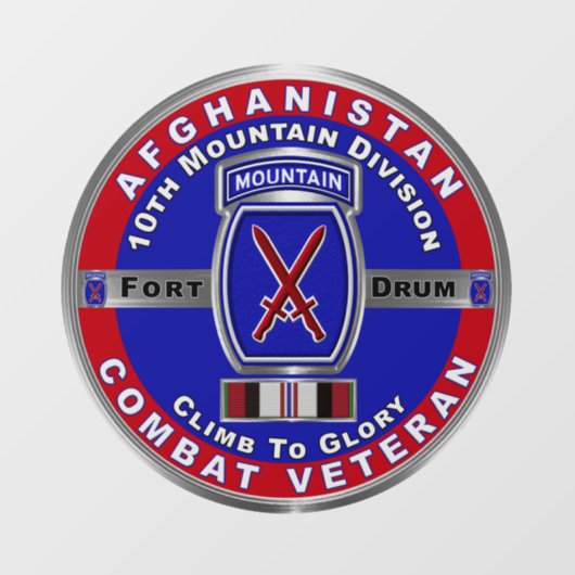 10e bergdivisie Afghanistan Veteraan Raamsticker (Vel)