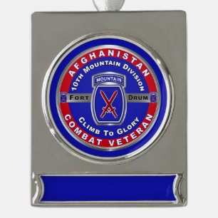 10e bergdivisie Afghanistan Veteraan Verzilverd Banner Ornament