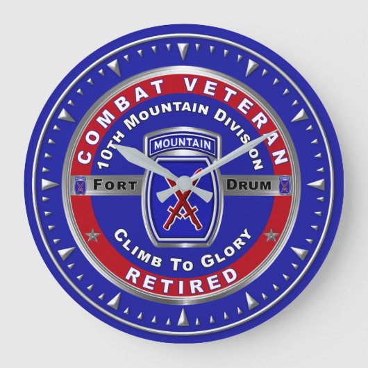 10e bergdivisie gepensioneerde veteraan grote klok (Voorkant)