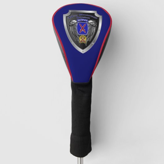 10e bergdivisie "Klim naar glorie" schild Golfheadcover (Voorkant)