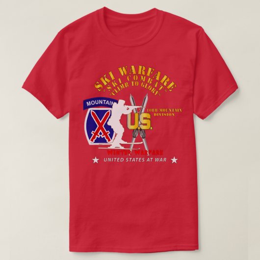 10e bergdivisie Ski Warfare Ski Combat Wint T-shirt (Design voorkant)