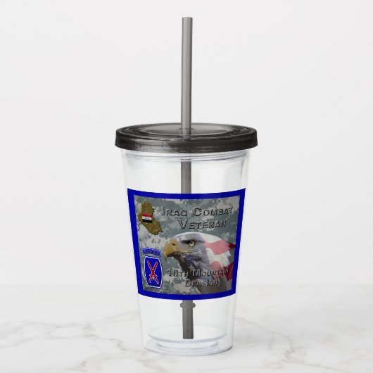 10e bergen Div Irak Veteraan Acryl Drinkbeker (Voorkant)