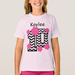 10e Birthday Chevrons Polka Dots Custom Name V02 T-shirt