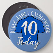 10e Birthday Football Badge voor persoonlijke Butt Ronde Button 6,0 Cm (Voorkant /achterkant)