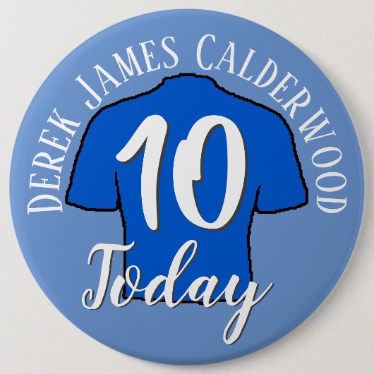 10e Birthday Football Badge voor persoonlijke Butt Ronde Button 6,0 Cm (Voorkant)