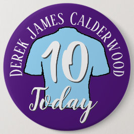 10e Birthday Football Badge voor persoonlijke Butt Ronde Button 6,0 Cm