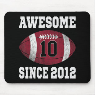 10e Birthday Football Player 10 jaar oude Vintage Muismat