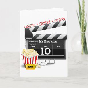 10e Birthday Hollywood Movie Party Kaart