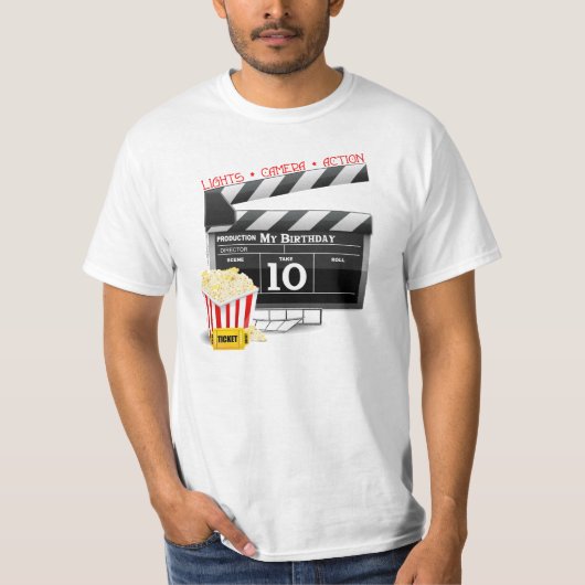 10e Birthday Hollywood Movie Party T-shirt (Voorkant)