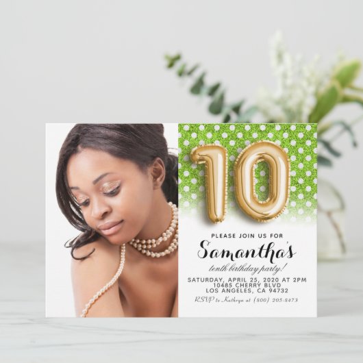 10e Birthday Polkadot-portret Kaart (Staand voorkant)