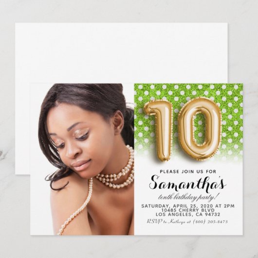 10e Birthday Polkadot-portret Kaart (Voorkant / Achterkant)