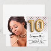 10e Birthday Polkadot-portret Kaart (Voorkant / Achterkant)