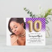 10e Birthday Polkadot-portret Kaart (Staand voorkant)