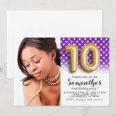10e Birthday Polkadot-portret Kaart (Voorkant / Achterkant)