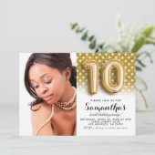10e Birthday Polkadot-portret Kaart (Staand voorkant)