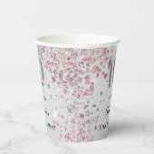 10e Birthday zilverroze glitterstofmonogram Papieren Bekers (Rechts)