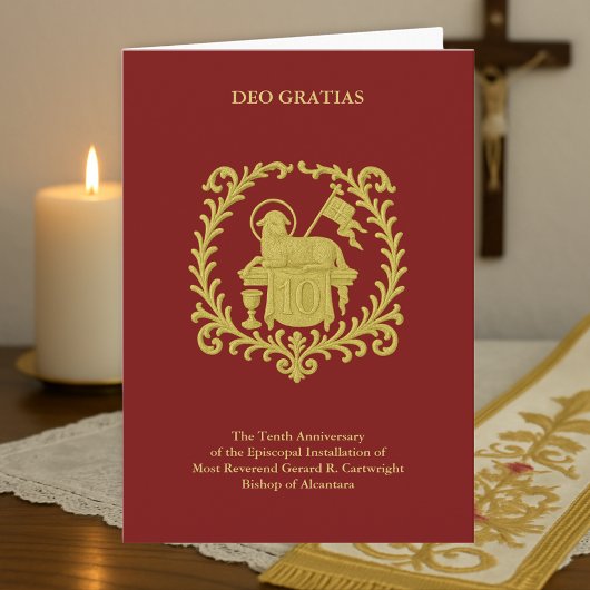 10e Bisschop Episcopaal Jubileum Agnus Dei Goud Kaart
