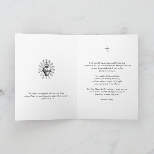 10e bisschoppelijk Jubileum Agnus Dei Gold Bishop Kaart (Binnen)