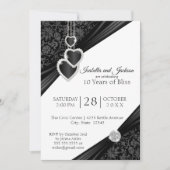10e Black Onyx Heart Jubileum Uitnodiging Ontwerp (Voorkant)