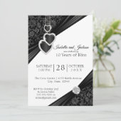 10e Black Onyx Heart Jubileum Uitnodiging Ontwerp (Staand voorkant)