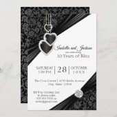 10e Black Onyx Heart Jubileum Uitnodiging Ontwerp (Voorkant / Achterkant)