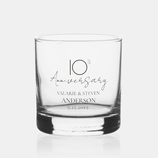 10e bruiloft Jubileum aandenken Whisky Glas (Voorkant)