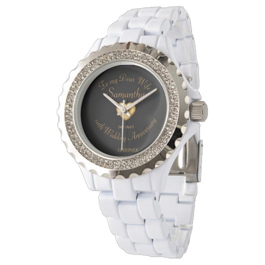 10e bruiloft Jubileum cadeau. Bewerkbare naam/datu Horloge (Gekanteld)