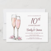 10e bruiloft Jubileum Champagne Kaart (Voorkant)