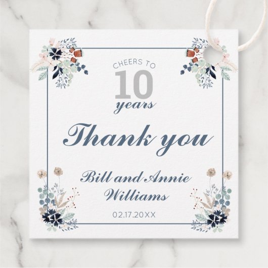 10e bruiloft Jubileum Cheers 10 jaar Bedankt Bedankjes Labels (Achterkant)