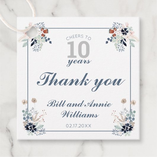10e bruiloft Jubileum Cheers 10 jaar Bedankt Bedankjes Labels (Voorkant)