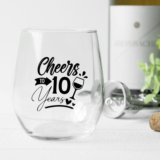 10e bruiloft Jubileum Elegant Celebration Wijnglas Zonder Voet