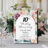 10e bruiloft Jubileum Elegant Script Floral Kaart